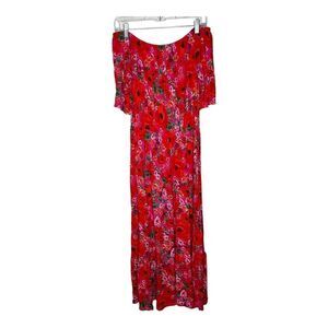 Lascana Maxi Dress US Size 10 Carmen Style Off The Shoulder Tropical Floral Vaca